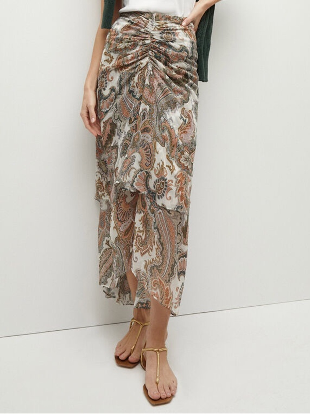Veronica Beard Sira Silk Midi Skirt